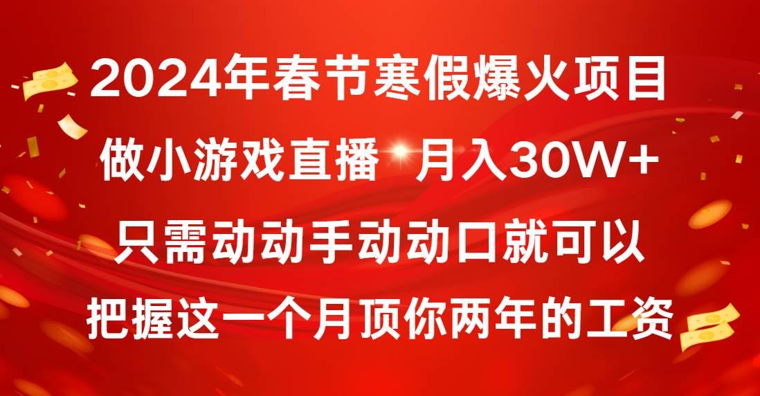 2024年春节寒假爆火项目，普通小白如何通过小游戏直播做到月入30W+-多米网络