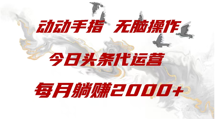 今日头条代运营，动动手指，每月躺赠2000+-多米网络