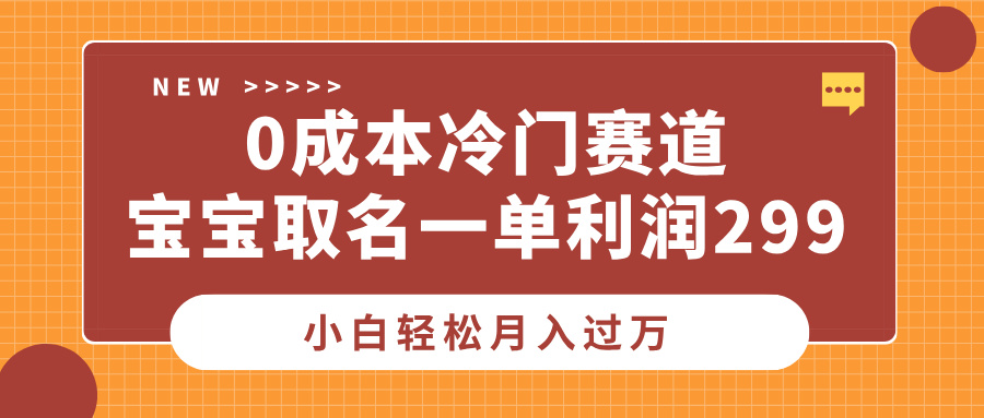 0成本冷门赛道，宝宝取名一单利润299，小白轻松月入过万-多米网络
