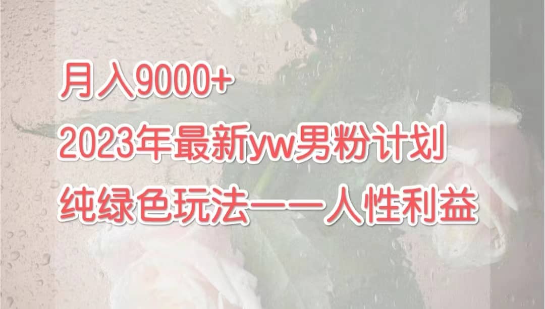 月入9000+2023年9月最新yw男粉计划绿色玩法——人性之利益-多米网络
