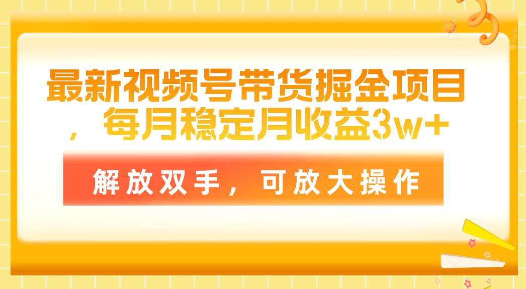 最新视频号带货掘金项目，每月稳定月收益3w+，解放双手，可放大操作-多米网络