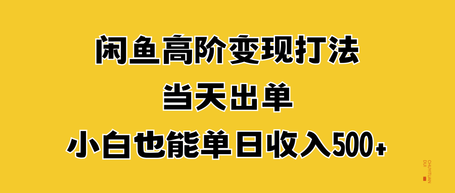 闲鱼高阶变现打法，当天出单，小白也能单日收入500+-多米网络