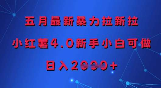 五月最新暴力拉新拉，小红薯4.0新手小白可做，日入多张-多米网络