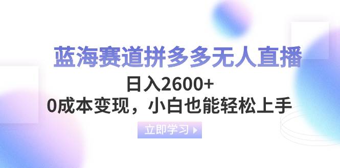 蓝海赛道拼多多无人直播，日入2600+，0成本变现，小白也能轻松上手-多米网络