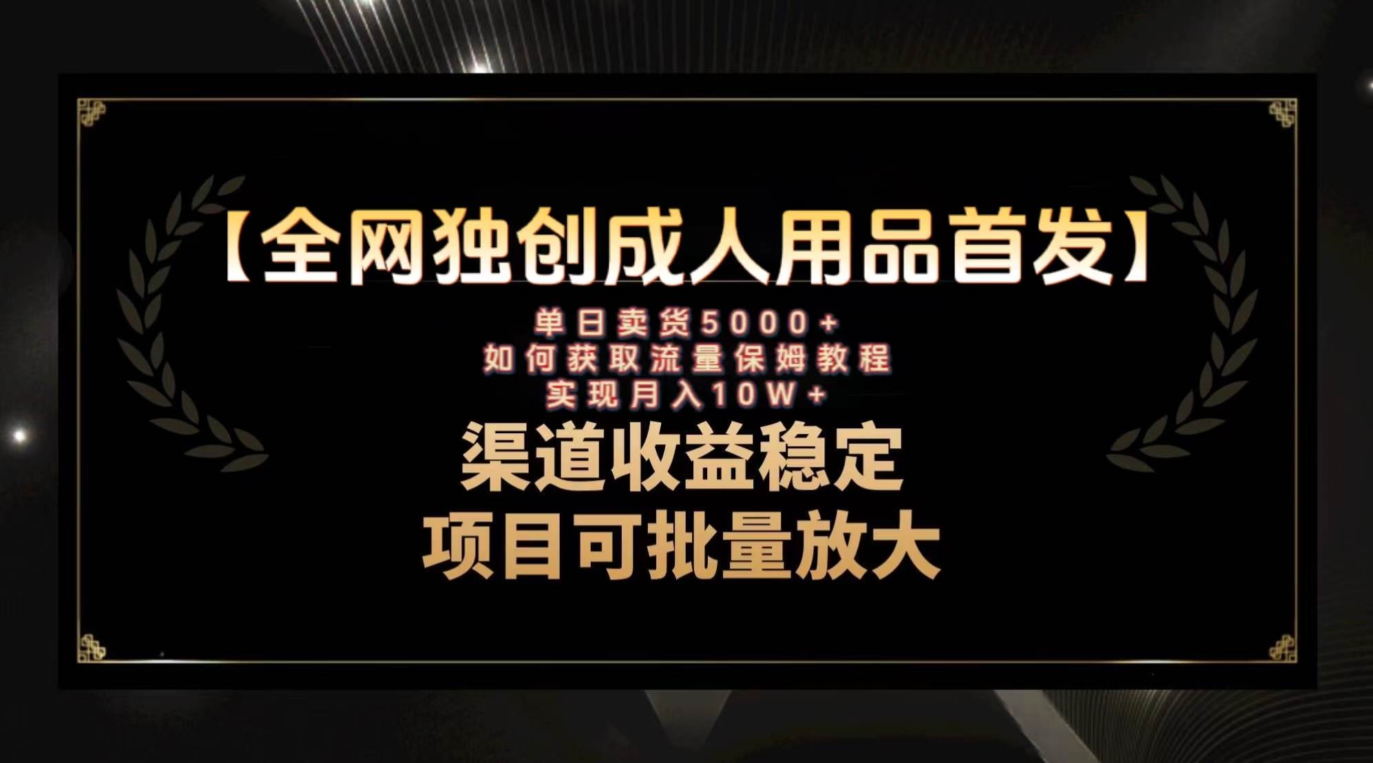 最新全网独创首发，成人用品赛道引流获客，月入10w保姆级教程-多米网络