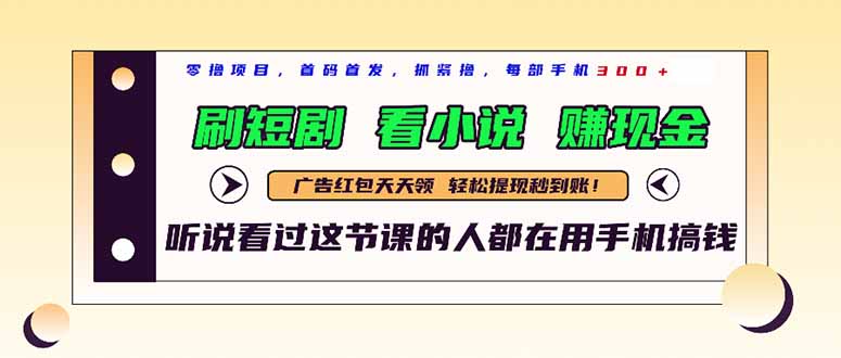 最新短剧平台，刷短剧，看小说，赚现金，一部手机日入300+-多米网络