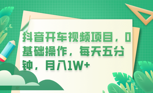 抖音开车视频项目，0基础操作，每天五分钟，月入1W+-多米网络