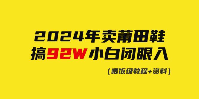 2024年卖莆田鞋，搞了92W，小白闭眼操作！-多米网络