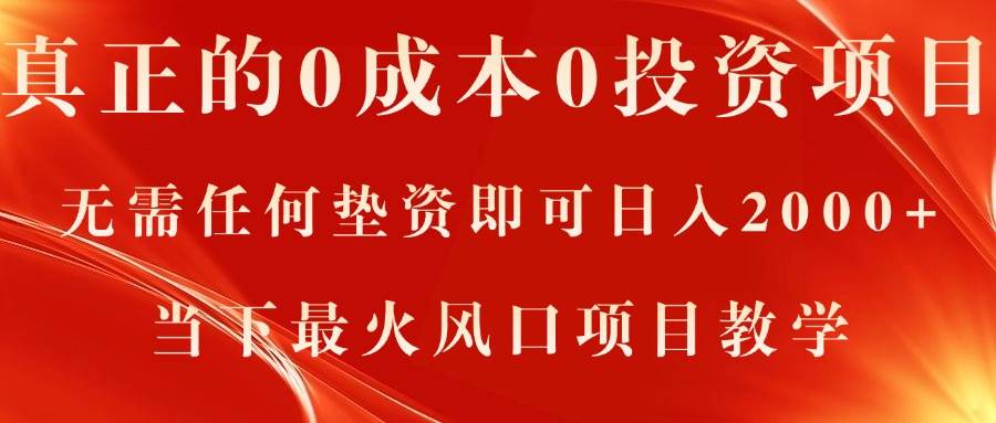 真正的0成本0投资项目，无需任何垫资即可日入2000+，当下最火风口项目教学-多米网络
