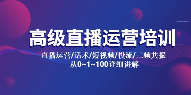 高级直播运营培训 直播运营/话术/短视频/投流/三频共振 从0~1~100详细讲解-多米网络
