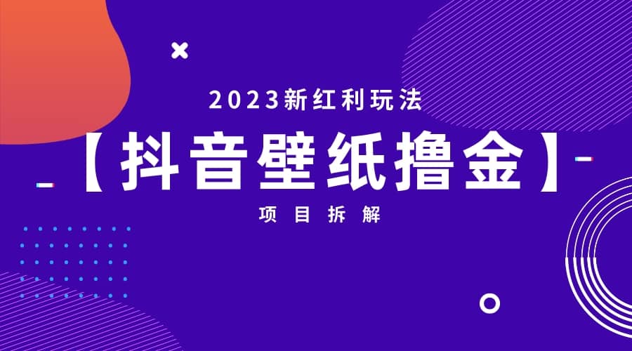 2023新红利玩法：抖音壁纸撸金项目-多米网络