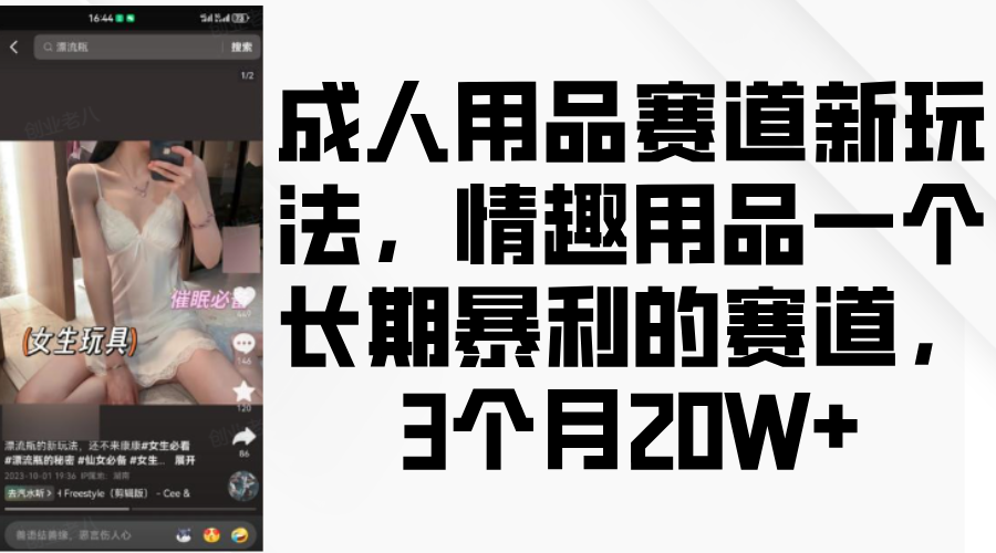 情趣用品一个长期暴利的赛道，成人用品赛道新玩法，3个月20W+-多米网络