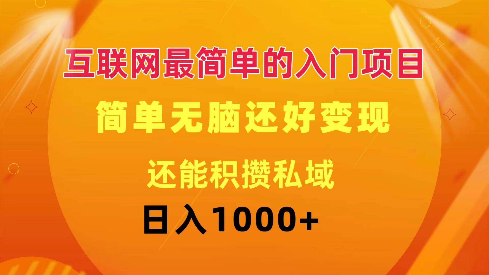 互联网最简单的入门项目：简单无脑变现还能积攒私域一天轻松1000+-多米网络