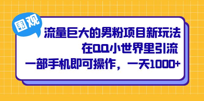 流量巨大的男粉项目新玩法，在QQ小世界里引流 一部手机即可操作，一天1000+-多米网络