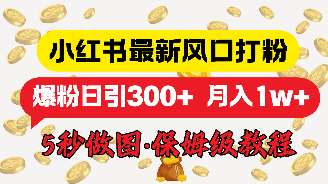 小红书最新图文打粉，5秒做图教程，爆粉日引300+，月入1w+-多米网络
