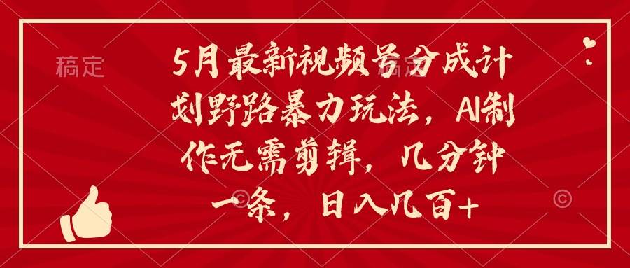 5月最新视频号分成计划野路暴力玩法，ai制作，无需剪辑。几分钟一条，…-多米网络