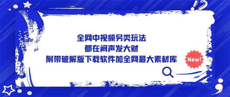 全网中视频另类玩法，都在闷声发大财，附带下载软件加全网最大素材库-多米网络