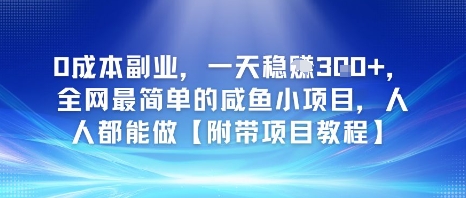 0成本副业，一天稳入3张，全网最简单的咸鱼小项目，人人都能做【附带项目教程】-多米网络