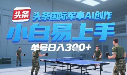 今日头条国际军事AI写作，单号每天轻松3张+-多米网络