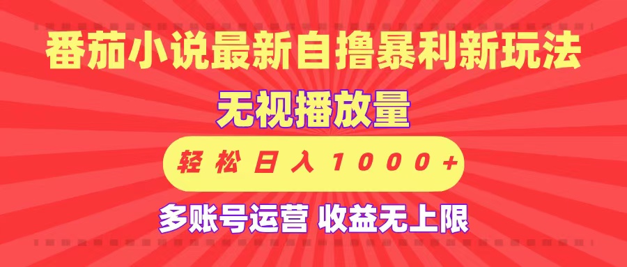 最新番茄小说自撸暴利新玩法！无视播放量，可放大，轻松日入1000+，收益无上限！-多米网络