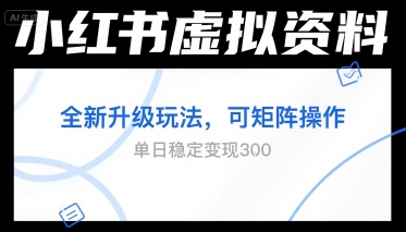 小红书虚拟资料全新升级玩法，可矩阵操作，单日稳定变现3张-多米网络