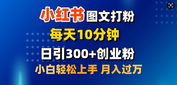 2月小红书图文打粉，每天10分钟，日引300+创业粉，小白轻松月入过W-米创网