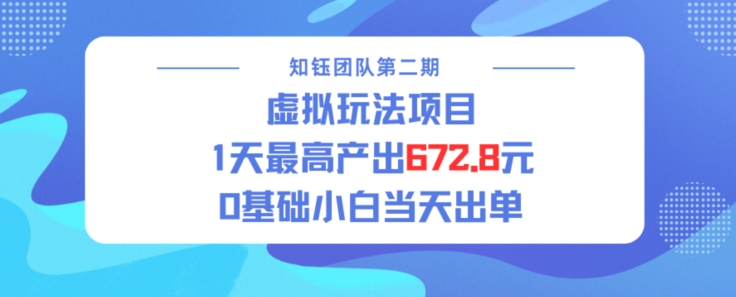 虚拟玩法项目 1天最高产出672.8，0基础小白当天出单-米创网