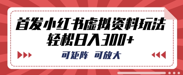 首发小红书虚拟资料玩法，可矩阵，可放大，轻松日入3张-米创网