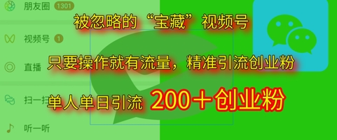 被忽略的“宝藏”视频号引流精准创业粉单人单日引流200+精准粉-米创网