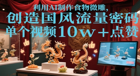 利用AI制作食物微雕，创造国风流量密码，单个视频10w+点赞-米创网