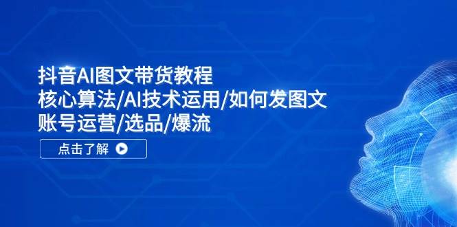抖音AI图文带货教程：核心算法/AI技术运用/如何发图文/账号运营/选品/爆流-米创网