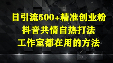 日引流500+精准创业粉，抖音共情自热打法，工作室都在用的方法-米创网
