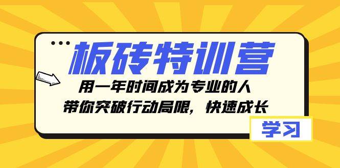 板砖特训营，用一年时间成为专业的人，带你突破行动局限，快速成长-米创网