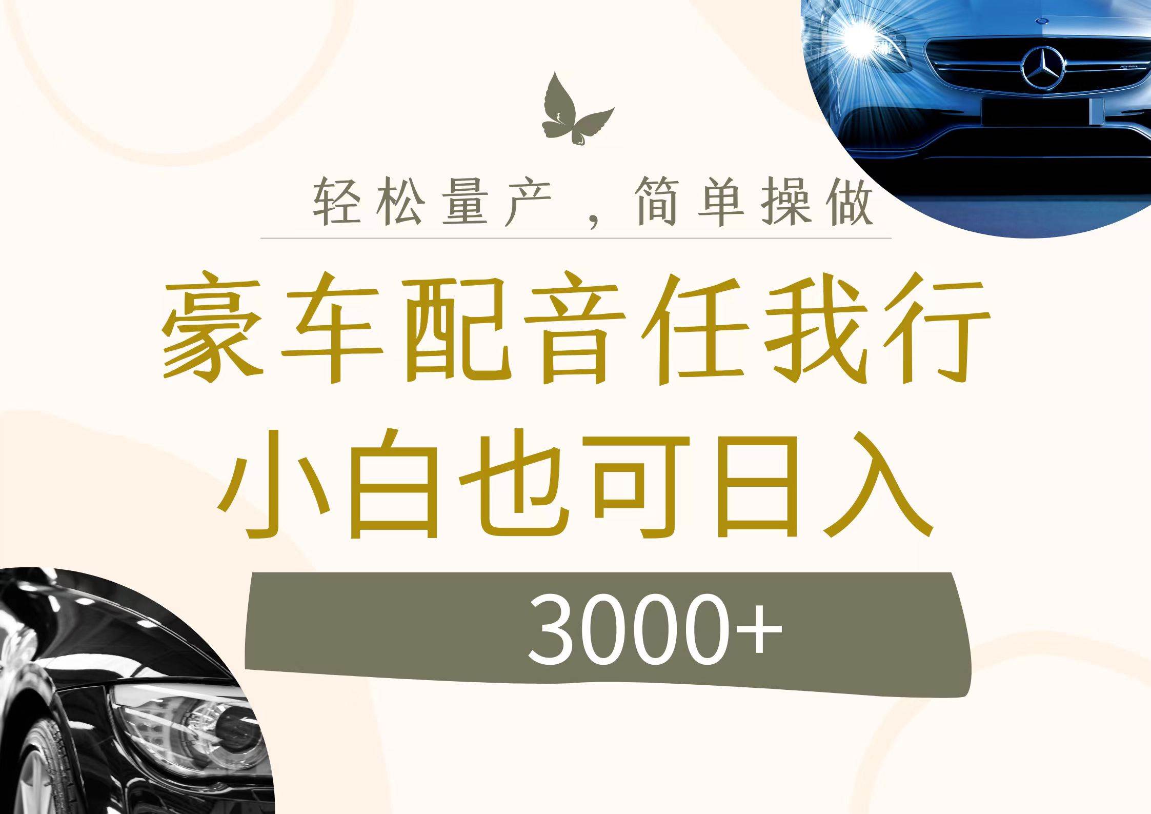 不为人知的暴力小项目，豪车配音，日入3000+-米创网