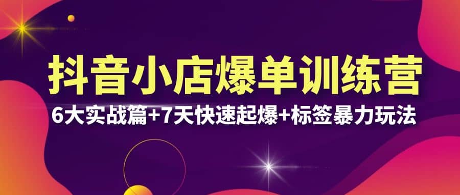 抖音小店爆单训练营VIP线下课：6大实战篇+7天快速起爆+标签暴力玩法(32节)-米创网