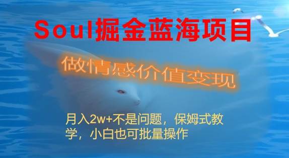 Soul掘金蓝海项目细分赛道，做情感价值变现，月入2w+不是问题-米创网