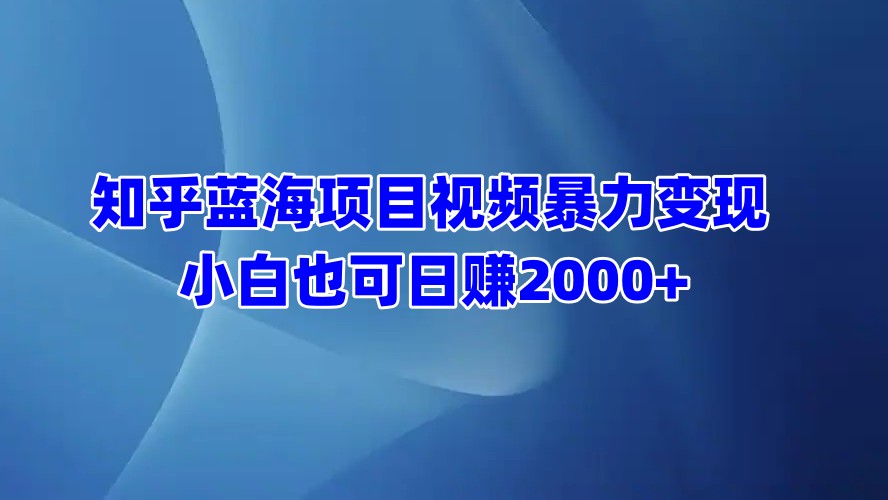 知乎蓝海项目视频暴力变现 小白也可日赚2000+-米创网