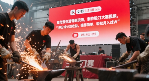 支付宝生活号新玩法，制作锻刀大赛视频，挣分成计划收益，操作简单，轻松月入过W-米创网