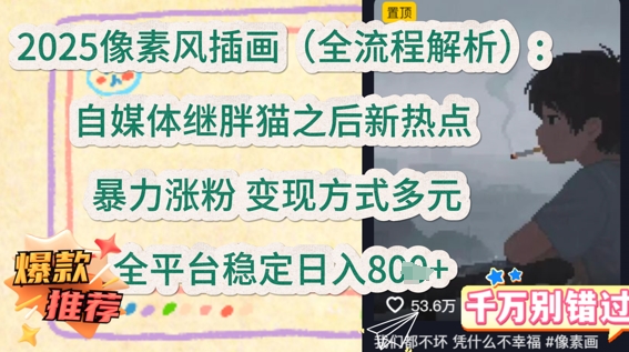 2025像素风插画(全流程解析)：自媒体继胖猫之后新热点，暴力涨粉，变现方式多元，全平台稳定日入多张-米创网