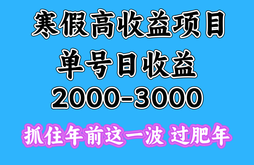 寒假期间一天收益2000-3000+，抓住年前这一波-米创网
