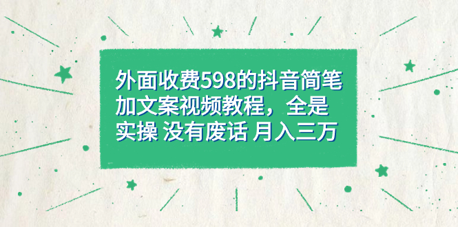 外面收费598抖音简笔加文案教程，全是实操 没有废话 月入三万（教程+资料）-米创网