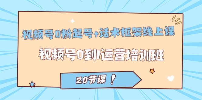 视频号·0粉起号+话术框架线上课：视频号0到1运营培训班（20节课）-米创网