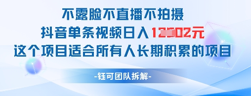 不露脸不直播不拍摄抖音单条视频日入1k+这个项目适合所有人长期积累的项目-米创网