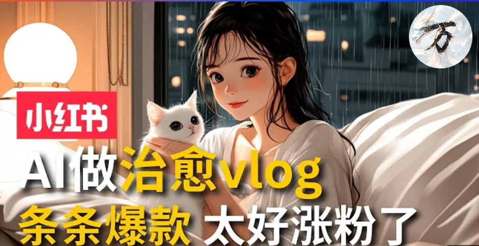 AI治愈系vlog动画视频，小红书7天 涨粉破千，商单报价1500+，0成本制作，日入2000+，有手就会 -米创网
