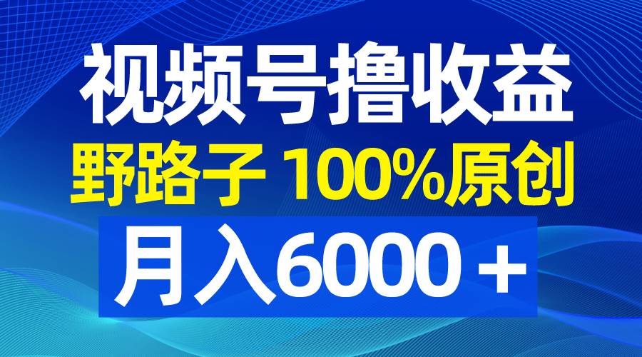 视频号野路子撸收益，100%原创，条条爆款，月入6000＋-米创网