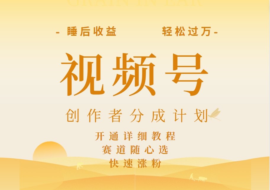 详解视频号创作者分成计划，暴力起号，可同步多平台，实现睡后收入2W+，看懂即可操作！-米创网