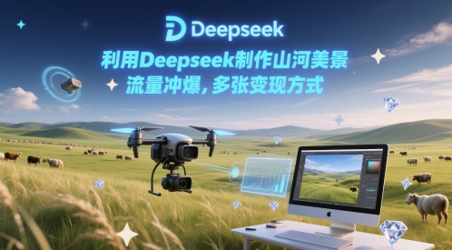 利用Deepseek制作山河美景，流量冲爆，多张变现方式-米创网