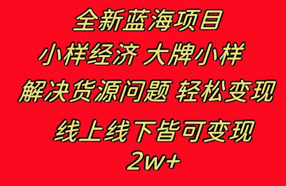 全新蓝海项目 小样经济大牌小样 线上和线下都可变现 月入2W+-米创网
