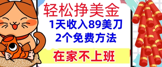 在家不上班，轻松挣美金， 1天收入89美刀，2个免费方法，懒人捡钱-米创网