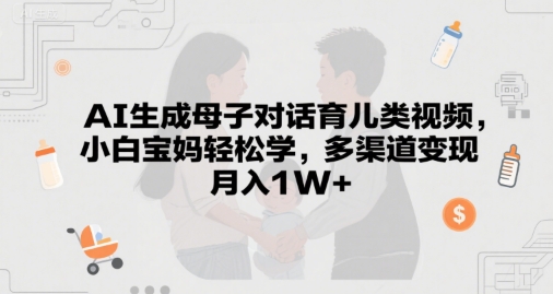 AI生成母子对话育儿类视频，小白宝妈轻松学，多渠道变现，月入1W+-米创网